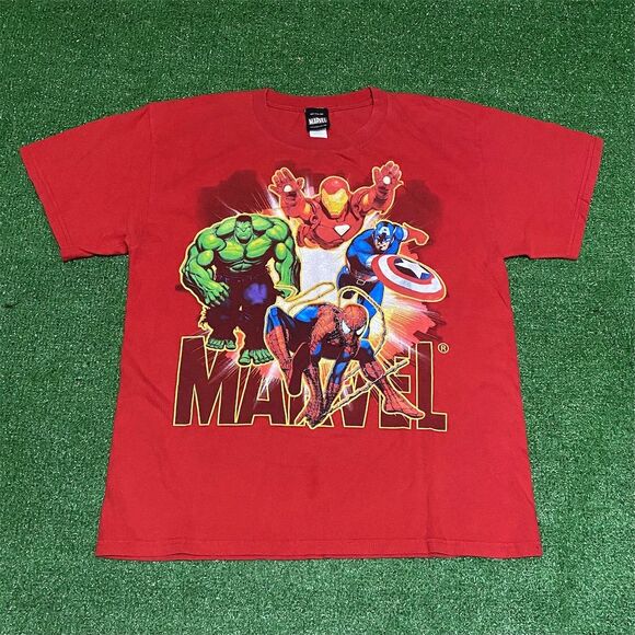 Vintage Marvel Mad Engine Avengers Boys XL Red Graphic T-Shirt - Picture 1 of 6